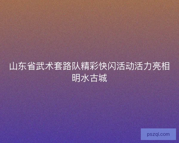 山东省武术套路队精彩快闪活动活力亮相明水古城