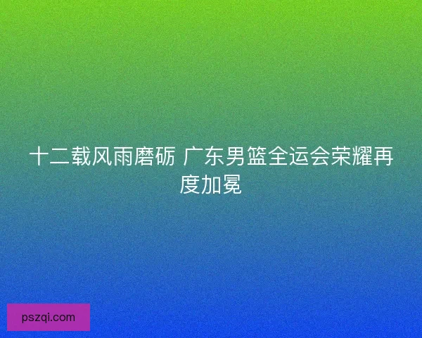 十二载风雨磨砺 广东男篮全运会荣耀再度加冕